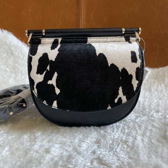 Topshop Handbags - Topshop Cowhide Purse Crossbody Gold Hardware